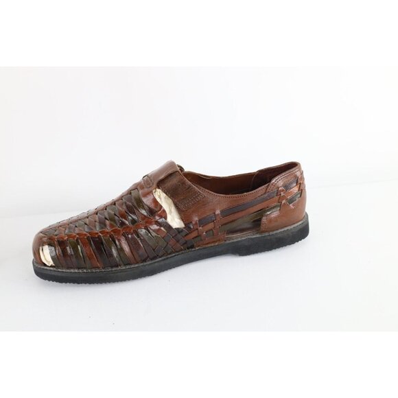 Deadstock Vintage 70s Streetwear Mens 12 3E Braided Leather Strap Sandals Shoes